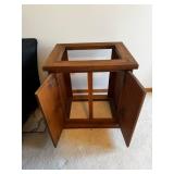 Oak-Finished Solid Wood Two-Door Storage Cabinet Base with Open Top Frame