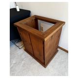 Oak-Finished Solid Wood Two-Door Storage Cabinet Base with Open Top Frame