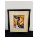 NILO Signed Abstract Figure Framed Artwork - Modern Art Print