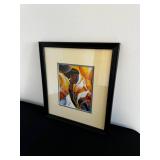 NILO Signed Abstract Figure Framed Artwork - Modern Art Print