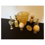 Vintage Sunflower Glass Decor Set - Hurricane Vase, Candle Holders & Pineapple Accents