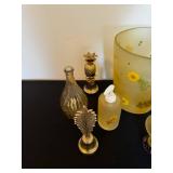 Vintage Sunflower Glass Decor Set - Hurricane Vase, Candle Holders & Pineapple Accents