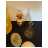 Vintage Sunflower Glass Decor Set - Hurricane Vase, Candle Holders & Pineapple Accents