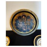 Peacock Motif 3-Piece Plate Set - Made in Egypt - Round Brass Enamel Trays