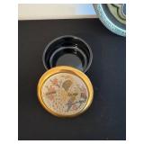 Peacock Motif 3-Piece Plate Set - Made in Egypt - Round Brass Enamel Trays