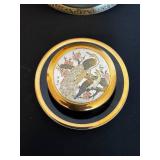 Peacock Motif 3-Piece Plate Set - Made in Egypt - Round Brass Enamel Trays