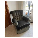 Tufted Armchair - Gray Upholstery, Approx 36-40in Wide