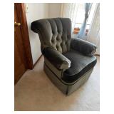 Tufted Armchair - Gray Upholstery, Approx 36-40in Wide