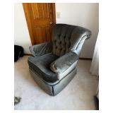 Tufted Armchair - Gray Upholstery, Approx 36-40in Wide