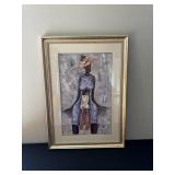 African Mother & Child Artwork - Framed Print in Gold Beaded Frame