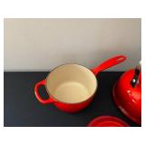 Le Creuset Red Enameled Cast Iron Kettle, Dutch Oven & Sauce Pot (3-Piece Set)