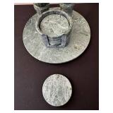 Stone Nova Taiwan Green Marble Salt & Pepper Shaker Set on Circular Base