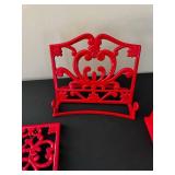 Decor Set - Red Scrollwork Metal - 3 Pieces