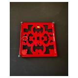 Decor Set - Red Scrollwork Metal - 3 Pieces