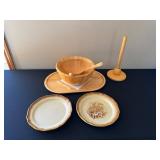 Wooden Kitchenware Set: Bowls, Spoons, Tray, Stand & Ceramic Plates