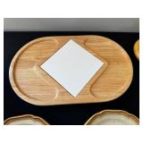 Wooden Kitchenware Set: Bowls, Spoons, Tray, Stand & Ceramic Plates