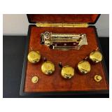 Music Box - Vintage Burl Wood Cylinder with Glass Top & Snow Village Diorama