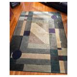 Abstract Geometric Area Rug - Multicolor With Purple Circles