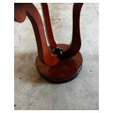 Round Walnut Burl Table - Pedestal with Inlaid Center Star - Dark Cherry Finish