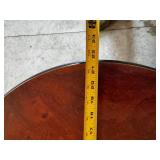 Round Walnut Burl Table - Pedestal with Inlaid Center Star - Dark Cherry Finish