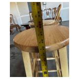 Oak Round Bar Stools (Lot of 2) - 12in Seat Diameter