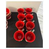 Versailles Redware Dinnerware Set - Scalloped Edge Plates, Bowls, Mugs