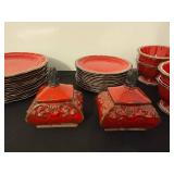 Versailles Redware Dinnerware Set - Scalloped Edge Plates, Bowls, Mugs