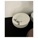 Cremieux Versailles Porcelain Dinnerware Set - Floral Brown Pattern, Mugs & Plates