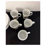 Cremieux Versailles Porcelain Dinnerware Set - Floral Brown Pattern, Mugs & Plates