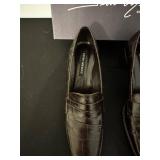 Sesto Meucci Brown Crocodile-Embossed Leather Loafers - Made in Italy - Size 8M (Pair)