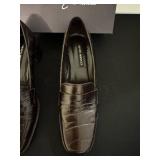 Sesto Meucci Brown Crocodile-Embossed Leather Loafers - Made in Italy - Size 8M (Pair)