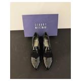 Stuart Weitzman Crocodile-Embossed Patent Leather Tassel Loafers - Black
