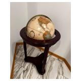 World Globe on Dark Mahogany Pedestal Stand - 12-Inch Globe Diameter