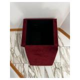 Velvet Burgundy Storage Ottoman with Nailhead Trim - Square Upholstered Footstool