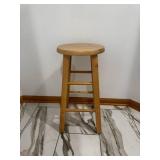 Solid Wood Stool - Round Seat, Natural Finish, 26 in Tall, 12 in Diameter