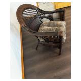 Rattan Wicker Chair with Cushioned Seat - Dark Brown Finish