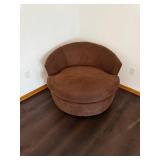 Brown Round Barrel Chair - Plush Microfiber Upholstery Corner Accent