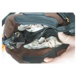 Calvin Klein Orange Leather Purse; Trendy Two-Tone Tassel Accent 3-Compartment Hobo Bag in Black Faux Leather