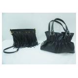 NEW Black & White Purse w/Buckle; Melie Bianco Julie Fringe Bag-Black