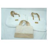 2ct NEW Cozy Earth White Canvas Tote Bags; 1ct Michael Kors Small Canvas Tote