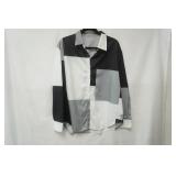 Black/White/Grey Button Up Blouse Size XL