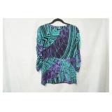 Compliment Size L purple/teal/black print Blouse
