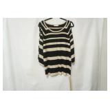 ROZ&ALI Size L Black & Beige Striped Sweater