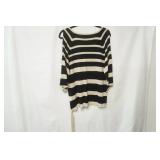 ROZ&ALI Size L Black & Beige Striped Sweater