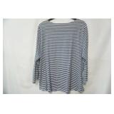 Croft & Barrow Size 2XL Navy Blue/White Striped Blouse