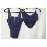 Lands End 2-Piece Tankini Swimsuit. Navy Blue Size 12D top (underwire shelf bra)