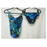 NWT Athleta 2-Piece Blue Floral Tankini Swimsuit. Size 38DDD Underwire Top, Size M Bottoms