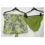 Leilani green animal print 2-Piece Tankini Swimsuit. Halter Top. (no size, L?)
