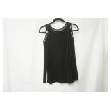 NWT INC Size L Open Shoulder Long Sleeve Black Dress Shirt Embroidered w/beads