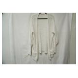 Long White Knit Open Front Cardigan
